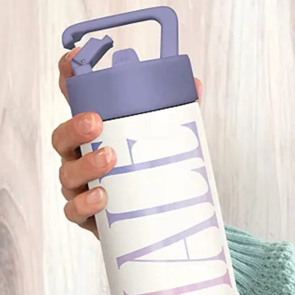 Studio Oh! Inhale Exhale Snap-Hook Insulated Water Bottle with Straw, 20 OZ.